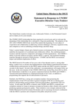 Statement by the Delegation of the United States in response to the address by the Executive Director of the United Nations Office on Drugs and Crime and Director-General of the United Nations Office in Vienna, H.E. Yury Fedotov