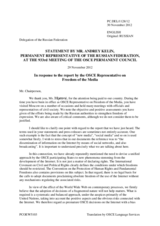 Statement by the Delegation of the Russian Federation in response to the report by the OSCE Representative on Freedom of the Media, Ms. Dunja Mijatovic