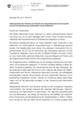 Stellungnahme der Schweiz zum Bericht des Generalsekretärs des Kooperationsrats für Südosteuropa, Botschafter Goran Svilanovic