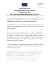 Statement by the Irish Presidency of the Council of the EU on the death penalty in Belarus