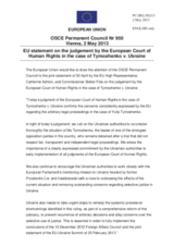 Statement by the Irish Presidency of the Council of the EU on the ruling of the European Court of Human Rights in the case of Tymoshenko versus Ukraine