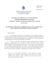 Statement by the Delegation of the Holy See in response to the report by the Special Representative and Co-ordinator for Combating Trafficking in Human Beings, Dr. Maria Grazia Giammarinaro