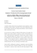 Statement on “The Role of the OSCE in Ensuring European Security”