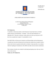Statement by the Delegation of Norway on the parliamentary elections in Norway, to be held on 9 September 2013