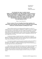 Report by Mr. Valery Engel, First Vice-President