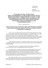 Report by Mr. Valery Engel, First Vice-President