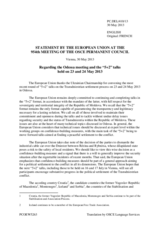 Statement by the Irish Presidency of the Council of the EU on the Odessa meeting and the “5+2” talks held on 23 and 24 May 2013