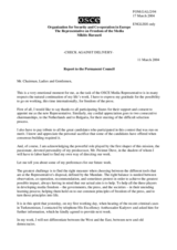 Report by the OSCE Representative on Freedom of the Media, Mr. Miklós Haraszti, as delivered to the Permanent Council