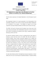 Statement by the Irish Presidency of the Council of the EU in response to the address by the Minister for Foreign Affairs of Armenia, H.E. Edward Nalbandian
