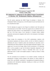 Statement by the Irish Presidency of the Council of the EU in response to the report by the OSCE Project Co-ordinator in Ukraine, Ambassador Madina Jarbussynova
