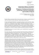 Statement by the Delegation of the United States in response to a statement made by the Russian Federation at the 953rd meeting of the Permanent Council on freedom of the media in the United States of America