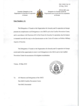 Response by the Delegation of Canada to the Questionnaire on the Code of Conduct on Politico-Military Aspects of Security Response by the Delegation of Canada to the Questionnaire on the Code of Conduct on Politico-Military Aspects of Security