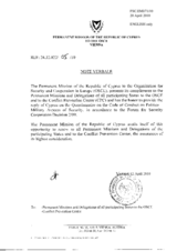 Response by the Delegation of Cyprus to the Questionnaire on the Code of Conduct on Politico-Military Aspects of Security Response by the Delegation of Cyprus to the Questionnaire on the Code of Conduct on Politico-Military Aspects of Security