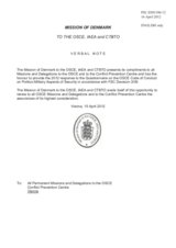 Response by the Delegation of Denmark to the Questionnaire on the Code of Conduct on Politico-Military Aspects of Security Response by the Delegation of Denmark to the Questionnaire on the Code of Conduct on Politico-Military Aspects of Security