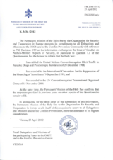 Response by the Delegation of the Holy See to the Questionnaire on the Code of Conduct on Politico-Military Aspects of Security Response by the Delegation of the Holy See to the Questionnaire on the Code of Conduct on Politico-Military Aspects of Security