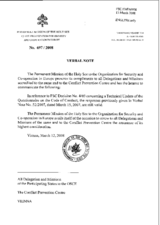 Response by the Delegation of the Holy See to the Questionnaire on the Code of Conduct on Politico-Military Aspects of Security Response by the Delegation of the Holy See to the Questionnaire on the Code of Conduct on Politico-Military Aspects of Security