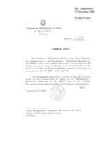 Response by the Delegation of Italy to the Questionnaire on the Code of Conduct on Politico-Military Aspects of Security