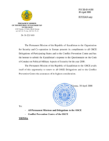 Response by the Delegation of Kazakhstan to the Questionnaire on the Code of Conduct on Politico-Military Aspects of Security