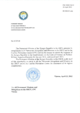 Response by the Delegation of Kyrgyzstan to the Questionnaire on the Code of Conduct on Politico-Military Aspects of Security