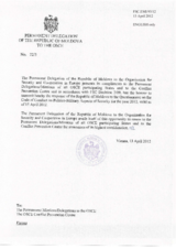 Response by the Delegation of Moldova to the Questionnaire on the Code of Conduct on Politico-Military Aspects of Security