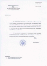 Response by the Delegation of Monaco to the Questionnaire on the Code of Conduct on Politico-Military Aspects of Security