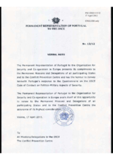 Response by the Delegation of Portugal to the Questionnaire on the Code of Conduct on Politico-Military Aspects of Security