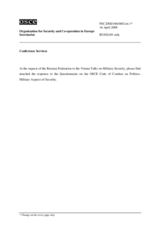 Response by the Delegation of the Russian Federation to the Questionnaire on the Code of Conduct on Politico-Military Aspects of Security