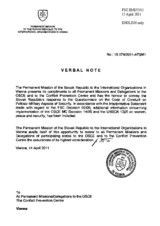 Response by the Delegation of Slovakia to the Questionnaire on the Code of Conduct on Politico-Military Aspects of Security Response by the Delegation of Slovakia to the Questionnaire on the Code of Conduct on Politico-Military Aspects of Security