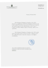 Response by the Delegation of Sweden to the Questionnaire on the Code of Conduct on Politico-Military Aspects of Security