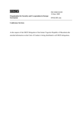 Response by the Delegation of the former Yugoslav Republic of Macedonia to the Questionnaire on the Code of Conduct on Politico-Military Aspects of Security