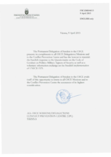 Response by the Delegation of Sweden to the Questionnaire on the Code of Conduct on Politico-Military Aspects of Security