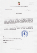 Response by the Delegation of Hungary to the Questionnaire on the Code of Conduct on Politico-Military Aspects of Security