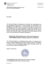 Response by the Delegation of Switzerland to the Questionnaire on the Code of Conduct on Politico-Military Aspects of Security