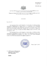 Response by the Delegation of Latvia to the Questionnaire on the Code of Conduct on Politico-Military Aspects of Security