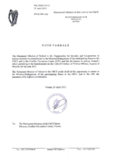 Response by the Delegation of Ireland to the Questionnaire on the Code of Conduct on Politico-Military Aspects of Security