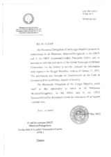 Response by the Delegation of Kyrgyzstan to the Questionnaire on the Code of Conduct on Politico-Military Aspects of Security