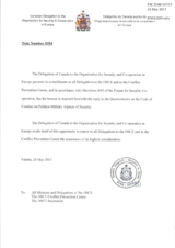 Response by the Delegation of Canada to the Questionnaire on the Code of Conduct on Politico-Military Aspects of Security Response by the Delegation of Canada to the Questionnaire on the Code of Conduct on Politico-Military Aspects of Security