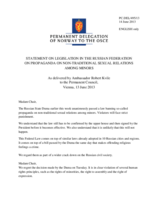 Statement by the Delegation of Norway on the human rights of lesbian, gay, bisexual and transgender persons in the Russian Federation
