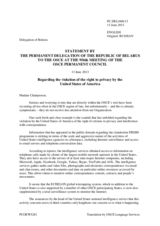 Statement by the Delegation of Belarus on the violation of the right to privacy by the United States of America