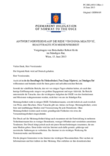 Antwort Norwegens auf die Rede von Dunja Mijatović, Beauftragte für Medienfreiheit