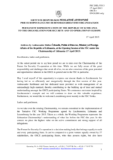 Opening statement by Lithuania's Chairmanship of the OSCE Forum for Security Co-operation, 17 April 2013