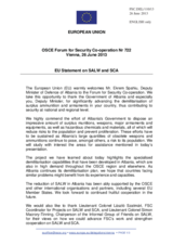 Statement by the Irish Presidency of the Council of the EU in response to the presentations on demilitarization of stockpiles of ammunition and armament in Albania and   and on how we could advance the FSC’s work and strengthen co-operation