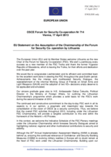 Statement by the Irish Presidency of the Council of the EU on the Assumption of the Chairmanship of the Forum for Security Co-operation by Lithuania