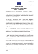 Statement by the Irish Presidency of the Council of the EU on the parliamentary elections in Albania, held on 23 June 2013