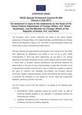Statement by the Lithuanian Presidency of the Council of the EU in response to the addresses by the Federal Councillor, Minister for Foreign Affairs of Switzerland, H.E. Didier Burkhalter; and the Minister for Foreign Affairs of Serbia, H.E. Ivan Mrkić