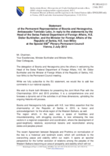 Statement by the Delegation of Bosnia and Herzegovina in response to the addresses by the Federal Councillor, Minister for Foreign Affairs of Switzerland, H.E. Didier Burkhalter; and the Minister for Foreign Affairs of Serbia, H.E. Ivan Mrkić