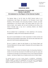 Statement by the Lithuanian Presidency of the Council of the EU in response to the Financial report and financial statements for the year ended 31 December 2012 and the Report of the External Auditor