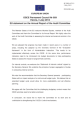 Statement by the Lithuanian Presidency of the Council of the EU in response to the Annual Report of the Audit Committee 