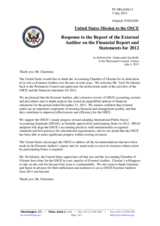 Statement by the Delegation of the United States in response to the Financial report and financial statements for the year ended 31 December 2012 and the Report of the External Auditor