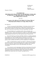 Statement by the Delegation of Belarus in response to the addresses by the Federal Councillor, Minister for Foreign Affairs of Switzerland, H.E. Didier Burkhalter; and the Minister for Foreign Affairs of Serbia, H.E. Ivan Mrkić